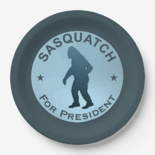 Sasquatch For President Paper Plate