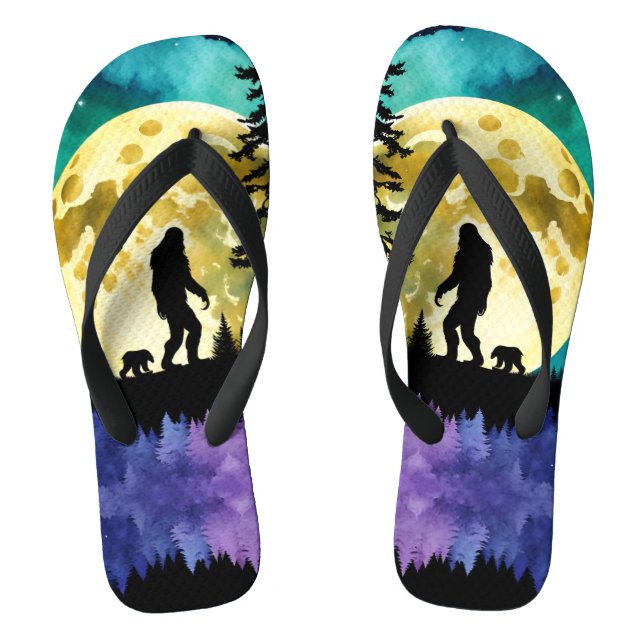 Sasquatch Full moon  Flip Flops (Footbed)