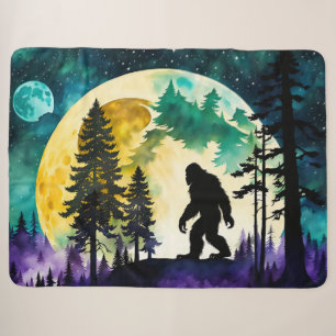 Sasquatch Full moon on the Mountain Sherpa Blanket