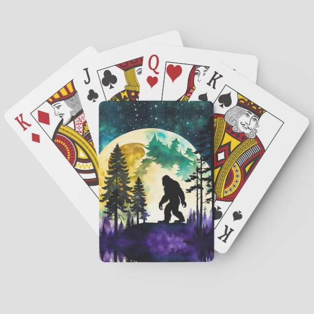 Sasquatch Full moon Playing Cards (Back)