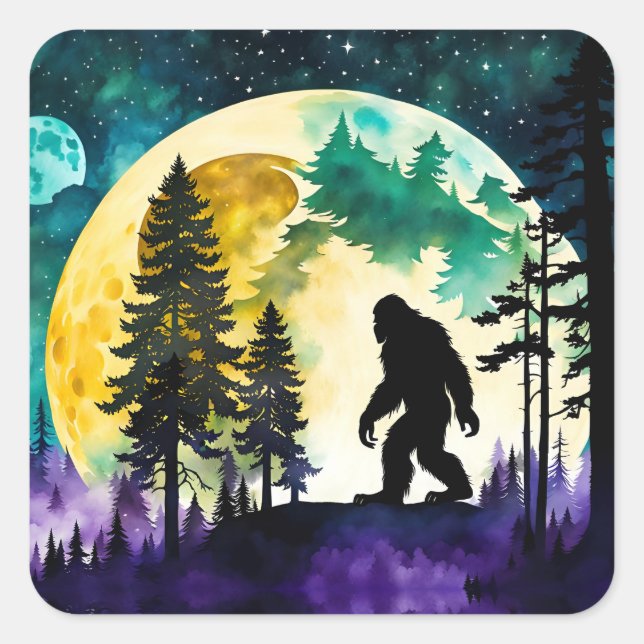 Sasquatch Full moon Square Sticker (Front)