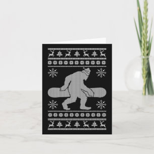 Sasquatch Going Snowboarding Ugly Christmas Bigfoo Card