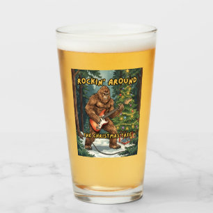 Sasquatch Guitar Rockin' Around Christmas Tree Glass