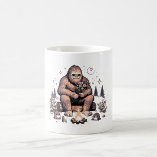 Sasquatch Holding Flowers Coffee Mug