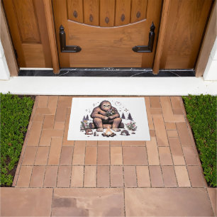 Sasquatch Holding Flowers Doormat