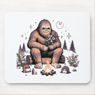 Sasquatch Holding Flowers Mouse Mat
