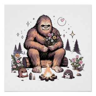 Sasquatch Holding Flowers Poster