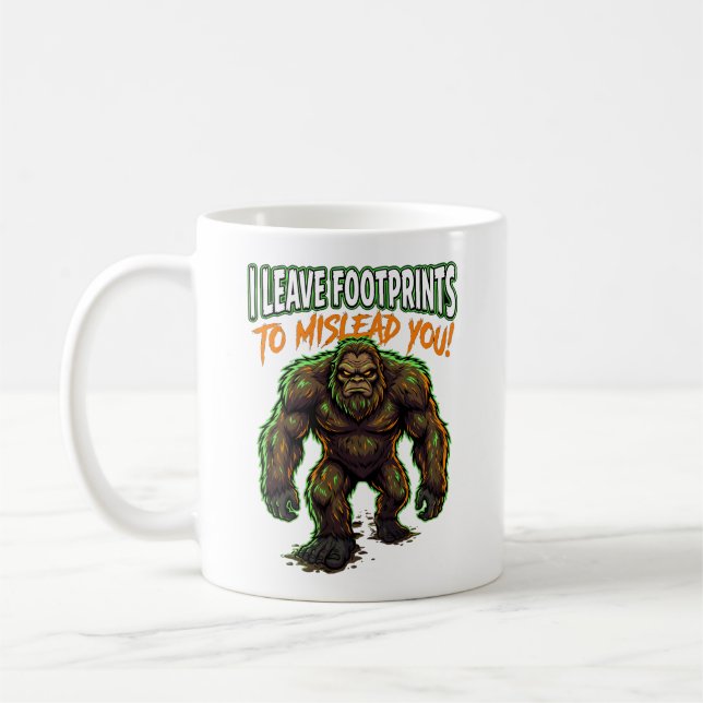 Sasquatch I Leave Footprints Funny Cryptid Humor Coffee Mug (Left)