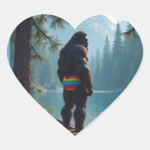 Sasquatch in bloom heart sticker