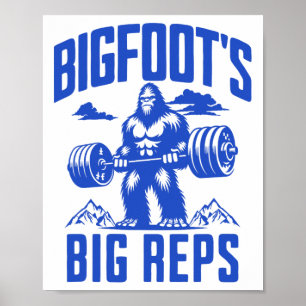 Sasquatch Lifting Humour Monochrome Gym Bigfoot's  Poster