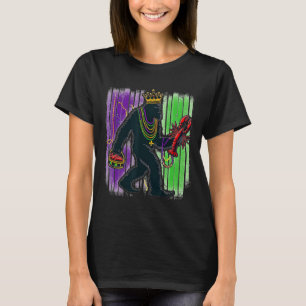 Sasquatch Mardi Gras Bigfoot Funny Men Kids Carniv T-Shirt