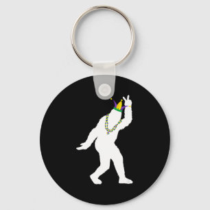 Sasquatch masquerade mardi gras bigfoot believer key ring