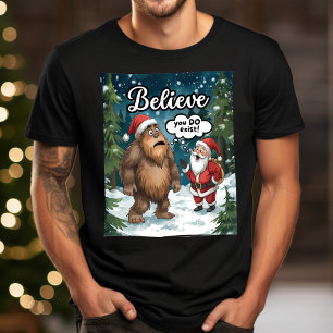 Sasquatch Meets Santa Funny Christmas T-Shirt