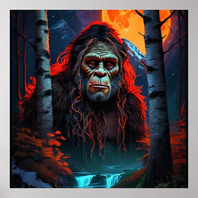 Sasquatch Moonlit Hunt Poster (Front)