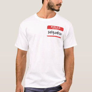 Sasquatch name badge t-shirt big foot spoof