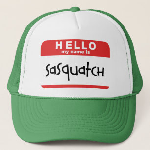 sasquatch name badge trucker hat big foot bobo