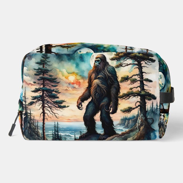 Sasquatch on a Forest Ridge Above Ocean Dopp Kit (Back)