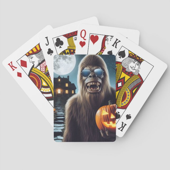 Sasquatch on Halloween Playing Cards (Back)