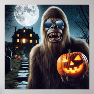 Sasquatch on Halloween Poster