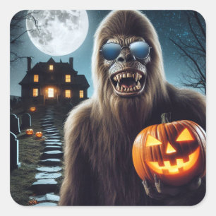 Sasquatch on Halloween Square Sticker