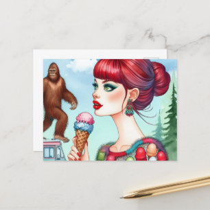Sasquatch on the Ice Cream Truck Postcard