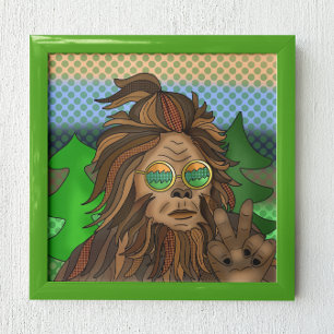 Sasquatch Peace Sign   Retro Bigfoot 