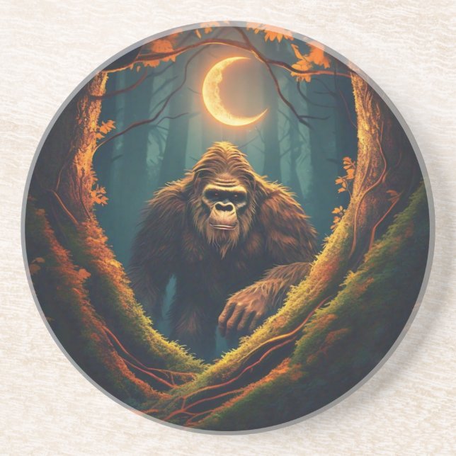 Sasquatch Peeking Throw Pillow Coaster (Front)