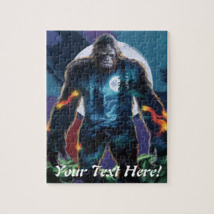 Sasquatch Personalise Name Text Bigfoot Jigsaw Puzzle