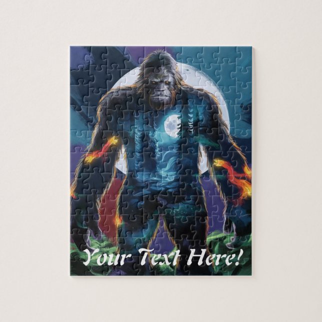 Sasquatch Personalise Name Text Bigfoot Jigsaw Puzzle (Vertical)