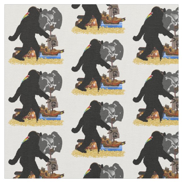 Sasquatch Pirate Treasure Chest   Fabric (Close Up)