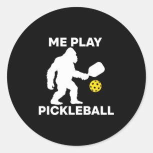 Sasquatch play pickleball funny bigfoot player classic round sticker