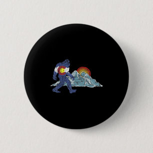 Sasquatch Retro State Flag Colorado Rocky Mountain 6 Cm Round Badge