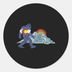 Sasquatch Retro State Flag Colorado Rocky Mountain Classic Round Sticker