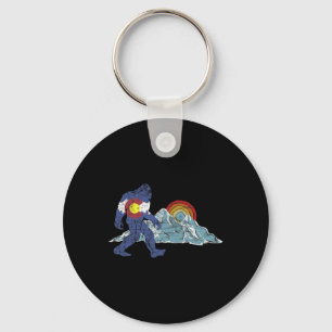 Sasquatch Retro State Flag Colorado Rocky Mountain Key Ring