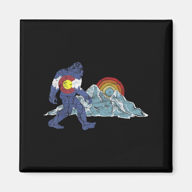 Sasquatch Retro State Flag Colorado Rocky Mountain Magnet (Front)