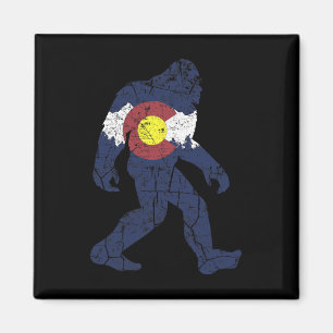 Sasquatch Retro State Flag Colorado Rocky Mountain Magnet