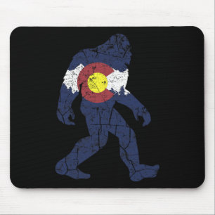 Sasquatch Retro State Flag Colorado Rocky Mountain Mouse Mat