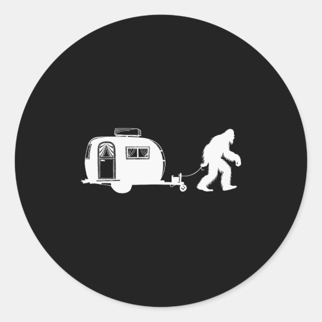 Sasquatch Rv Motorhome Camng Bigfoot Campervan Fun Classic Round Sticker (Front)