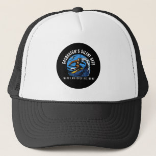 Sasquatch’s Silent Sets Surfing Bigfoot Black Trucker Hat