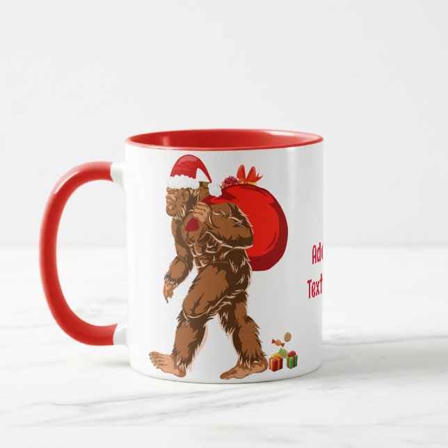Sasquatch Santa Bigfoot Yeti Christmas Gift Mug (Left)