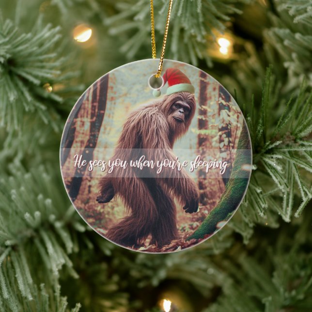 Sasquatch Santa Christmas Ceramic Tree Decoration (Tree)