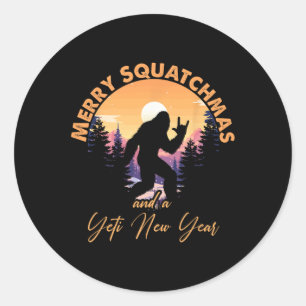 Sasquatch Santa Yeti Merry Squatchmas Bigfoot Chri Classic Round Sticker