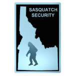 Sasquatch Security - Idaho Photo Sculpture Magnet<br><div class="desc">Features the dark silhouette of a Sasquatch (Bigfoot) on a powder blue background enclosed by the outline of Idaho along with text reading, "SASQUATCH SECURITY." Go with Sasquatch Security to safeguard your house and valuables. Unobtrusive safety - as Sasquatch are so rarely seen you will hardly know they are there....</div>