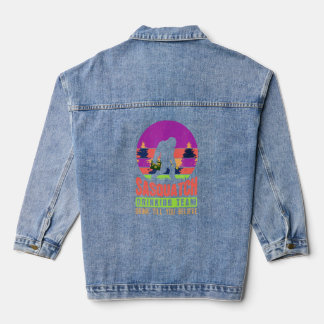 Sasquatch Silhouette Beer Me Retro Sunset  Denim Jacket