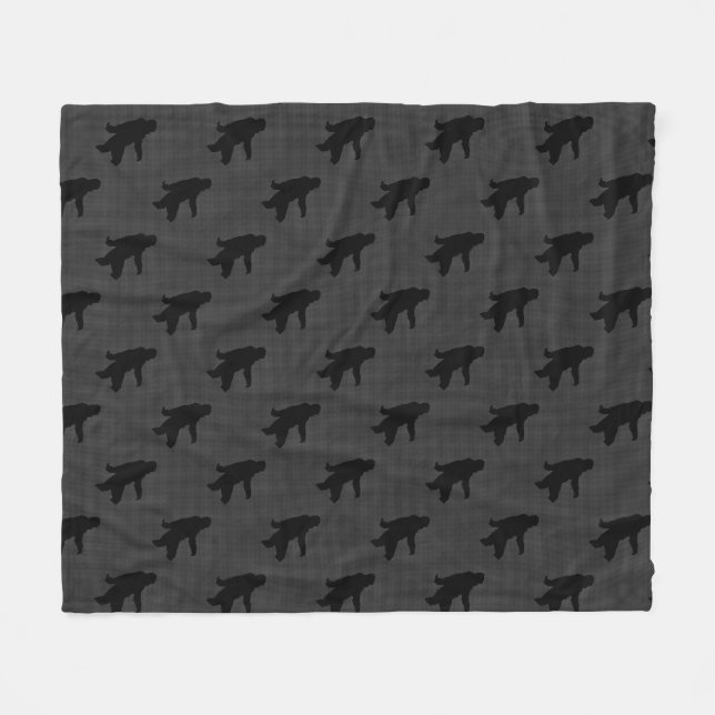 Sasquatch Silhouette on Carbon Fibre Print Fleece Blanket (Front (Horizontal))