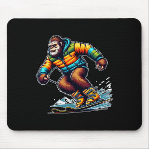 Sasquatch Ski Adventure Bigfoot Winter Fun Mouse Mat
