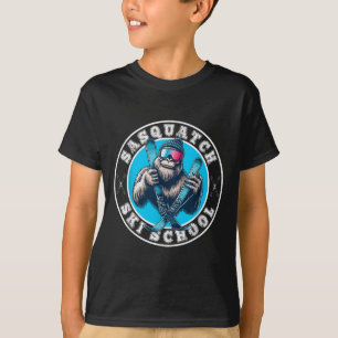 Sasquatch Ski School Funny Bigfoot Skiing T-Shirt