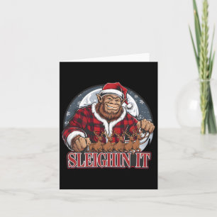 Sasquatch Sleighin It Funny Christmas Card