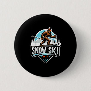 Sasquatch Snow Ski Team Snow Skiing Bigfoot Cartoo 6 Cm Round Badge