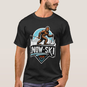 Sasquatch Snow Ski Team Snow Skiing Bigfoot Cartoo T-Shirt